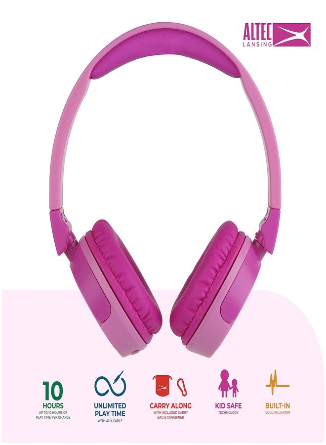 Altec Lansing Kid Safe 2-in-1 Wireless Bluetooth Headphones - Crystal Clear Sound, Safe Volume Limiting, Foldable Design - Enjoy Audio and Protect Your Child's Hearing (Princess Pink) - Image 2